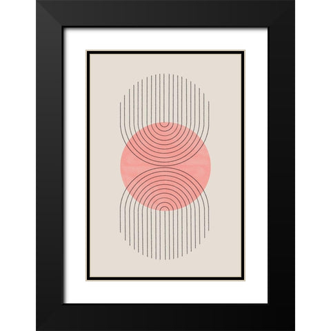 Perfect Point Peach Black Modern Wood Framed Art Print with Double Matting by The Miuus Studio