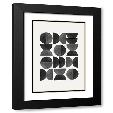Mid Century-Geometric Black Modern Wood Framed Art Print with Double Matting by The Miuus Studio