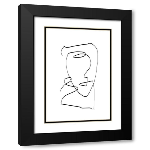 Abstract Head No1. Black Modern Wood Framed Art Print with Double Matting by The Miuus Studio