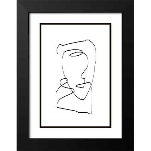 Abstract Head No1. Black Modern Wood Framed Art Print with Double Matting by The Miuus Studio
