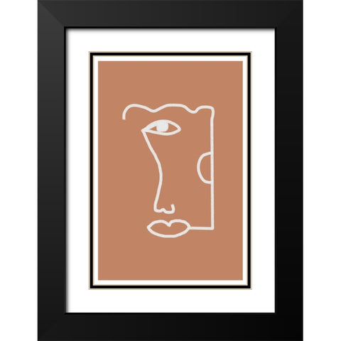 Abstract Head No2. Black Modern Wood Framed Art Print with Double Matting by The Miuus Studio
