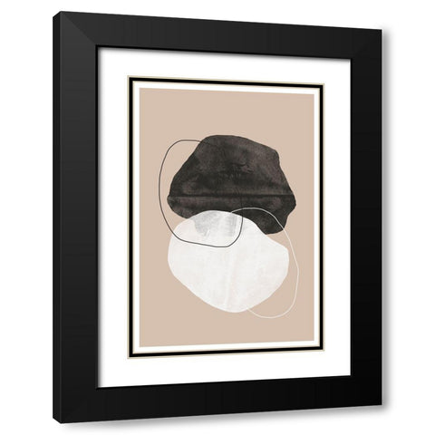 Cosmic abstract Black Modern Wood Framed Art Print with Double Matting by The Miuus Studio
