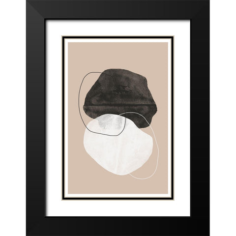 Cosmic abstract Black Modern Wood Framed Art Print with Double Matting by The Miuus Studio