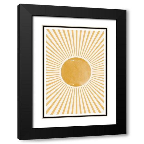 Boho Sun Black Modern Wood Framed Art Print with Double Matting by The Miuus Studio