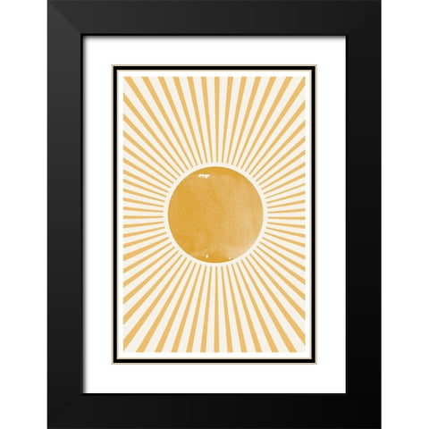 Boho Sun Black Modern Wood Framed Art Print with Double Matting by The Miuus Studio