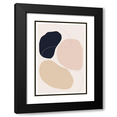 Abstract Composition Black Modern Wood Framed Art Print with Double Matting by The Miuus Studio
