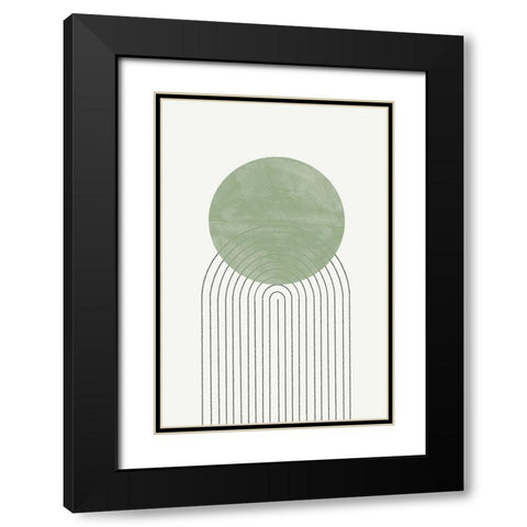 Green Moon No1. Black Modern Wood Framed Art Print with Double Matting by The Miuus Studio