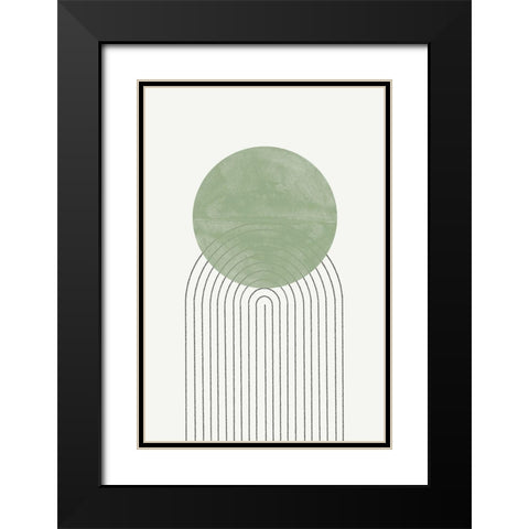 Green Moon No1. Black Modern Wood Framed Art Print with Double Matting by The Miuus Studio