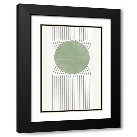 Green Moon No2. Black Modern Wood Framed Art Print with Double Matting by The Miuus Studio