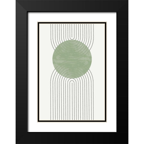 Green Moon No2. Black Modern Wood Framed Art Print with Double Matting by The Miuus Studio