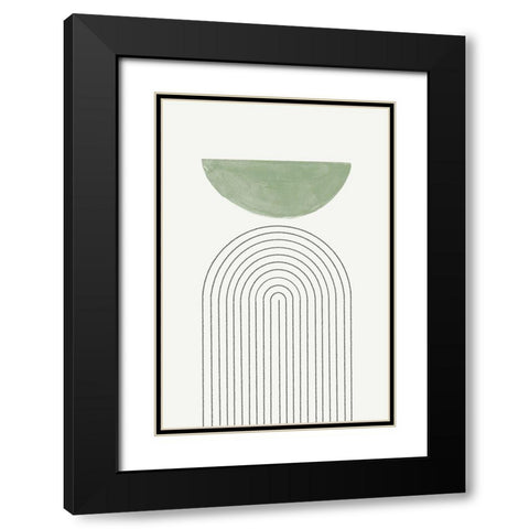Green Moon No3. Black Modern Wood Framed Art Print with Double Matting by The Miuus Studio