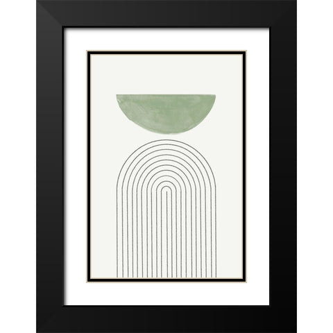 Green Moon No3. Black Modern Wood Framed Art Print with Double Matting by The Miuus Studio