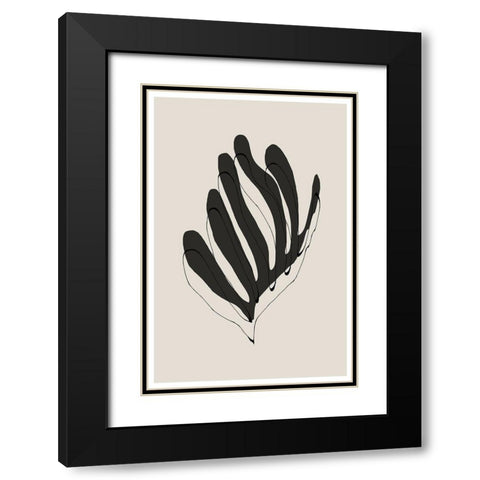 Modern Flower Black Modern Wood Framed Art Print with Double Matting by The Miuus Studio