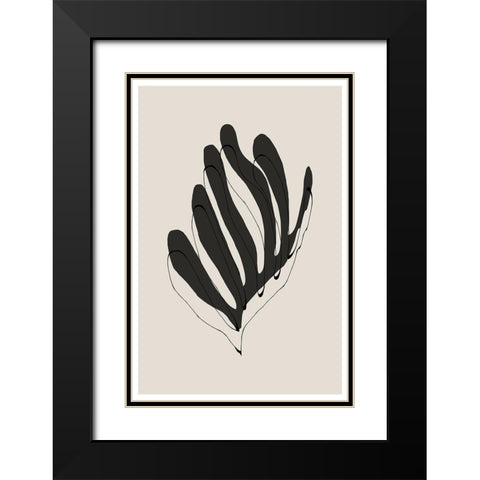 Modern Flower Black Modern Wood Framed Art Print with Double Matting by The Miuus Studio