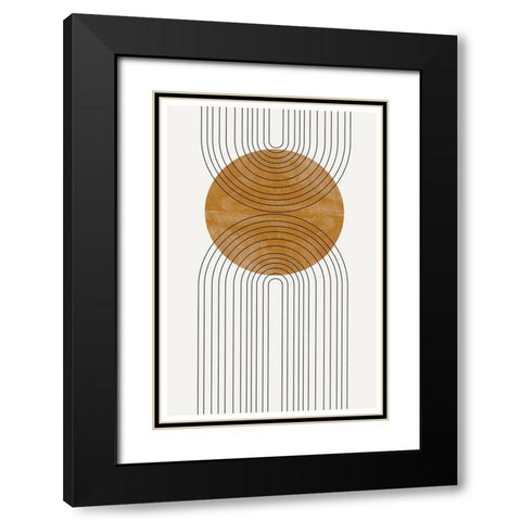 Abstract Flow Black Modern Wood Framed Art Print with Double Matting by The Miuus Studio