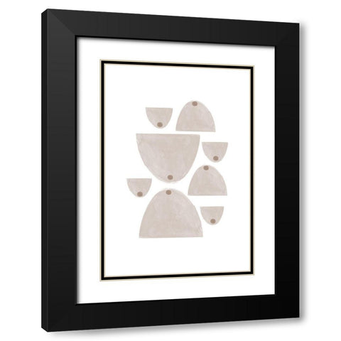 Soft Composition No3. Black Modern Wood Framed Art Print with Double Matting by The Miuus Studio