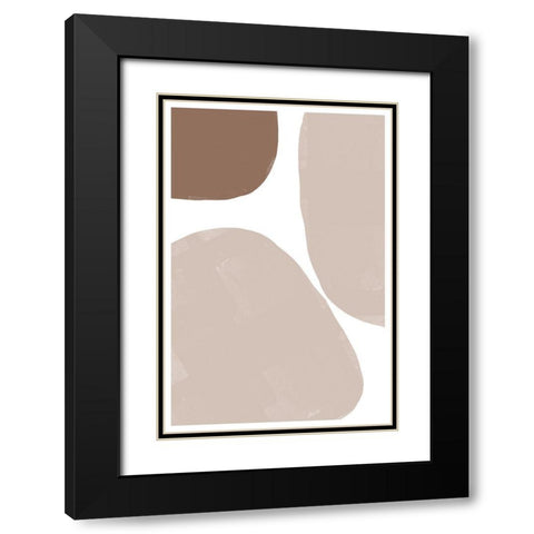 Soft Composition No4. Black Modern Wood Framed Art Print with Double Matting by The Miuus Studio