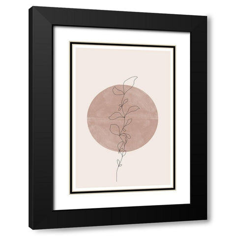 Line Flower Black Modern Wood Framed Art Print with Double Matting by The Miuus Studio