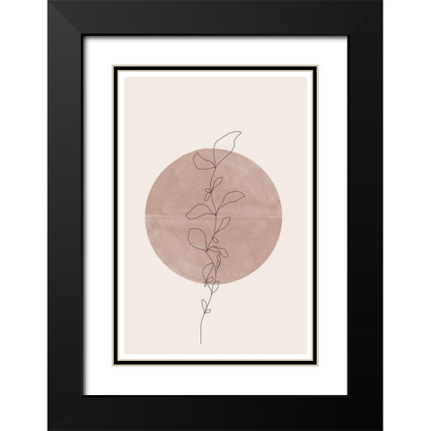 Line Flower Black Modern Wood Framed Art Print with Double Matting by The Miuus Studio