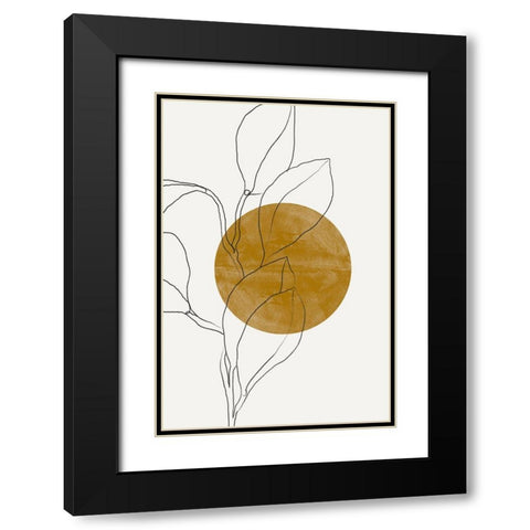 Plant and Sun Black Modern Wood Framed Art Print with Double Matting by The Miuus Studio