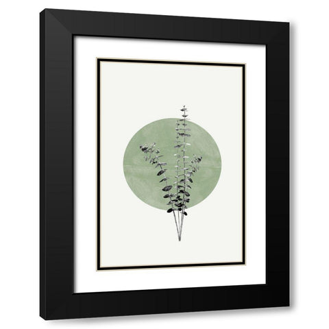 Eucalyptus and Green Moon Black Modern Wood Framed Art Print with Double Matting by The Miuus Studio
