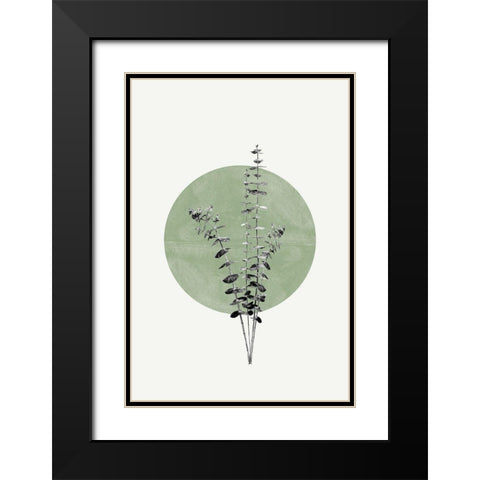 Eucalyptus and Green Moon Black Modern Wood Framed Art Print with Double Matting by The Miuus Studio