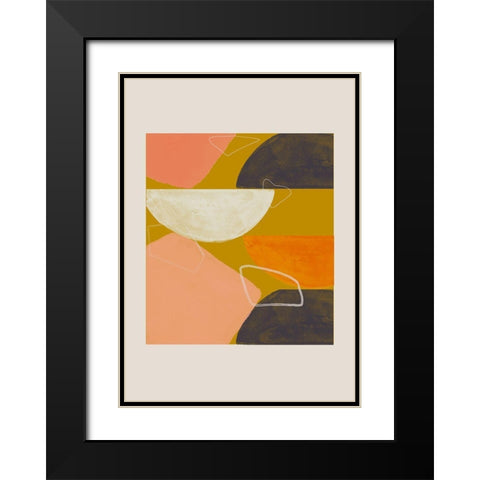 Abstract Composition Black Modern Wood Framed Art Print with Double Matting by The Miuus Studio