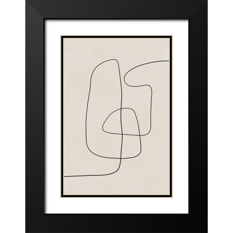 Line Art Modern Black Modern Wood Framed Art Print with Double Matting by The Miuus Studio