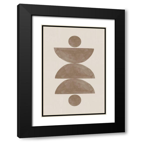 Boho Soft Black Modern Wood Framed Art Print with Double Matting by The Miuus Studio