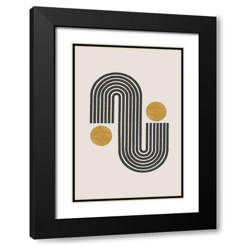 Mid Century Black Modern Wood Framed Art Print with Double Matting by The Miuus Studio