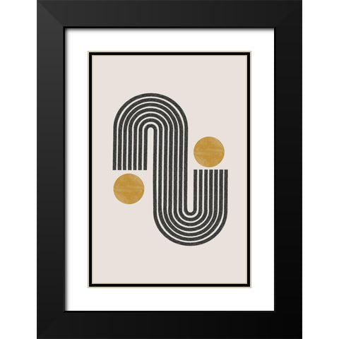 Mid Century Black Modern Wood Framed Art Print with Double Matting by The Miuus Studio