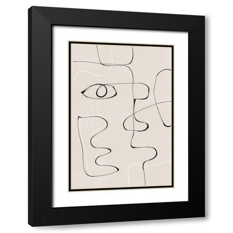 Abstract Face No2. Black Modern Wood Framed Art Print with Double Matting by The Miuus Studio