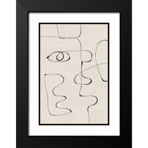 Abstract Face No2. Black Modern Wood Framed Art Print with Double Matting by The Miuus Studio