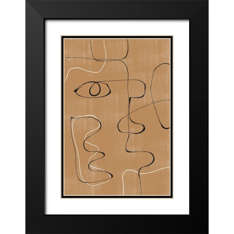 Abstract Face No3. Black Modern Wood Framed Art Print with Double Matting by The Miuus Studio