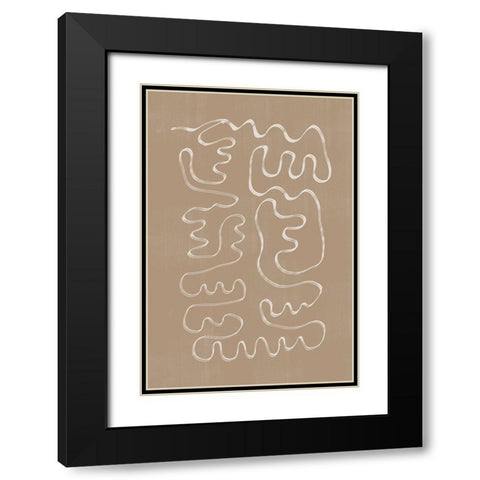 Abstract Lines No1. Black Modern Wood Framed Art Print with Double Matting by The Miuus Studio
