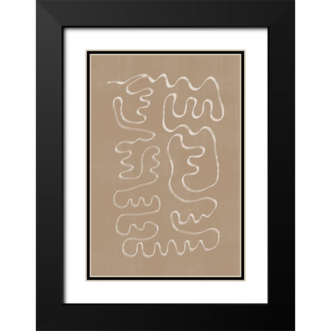 Abstract Lines No1. Black Modern Wood Framed Art Print with Double Matting by The Miuus Studio