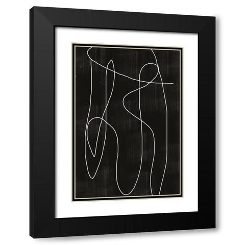 Abstract Line No2. Black Modern Wood Framed Art Print with Double Matting by The Miuus Studio