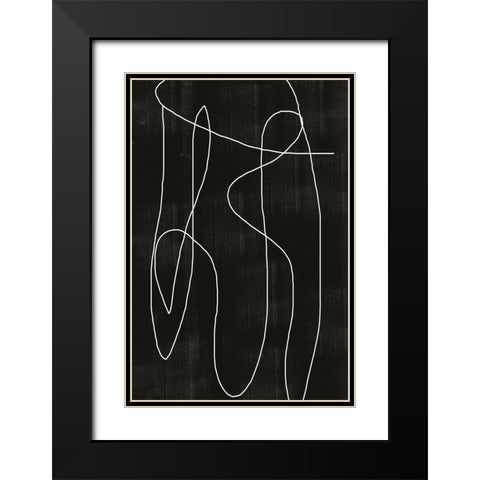 Abstract Line No2. Black Modern Wood Framed Art Print with Double Matting by The Miuus Studio