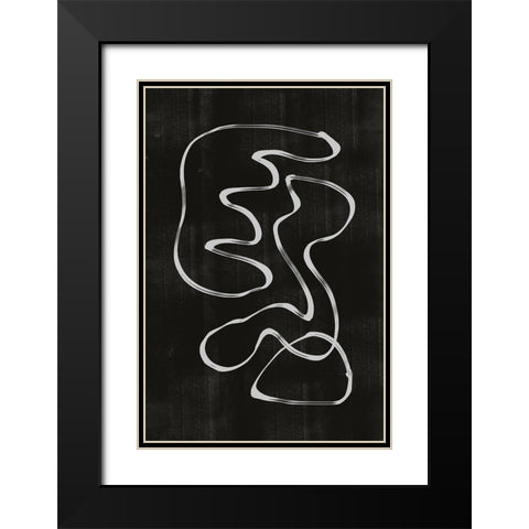 Abstract Line No3. Black Modern Wood Framed Art Print with Double Matting by The Miuus Studio