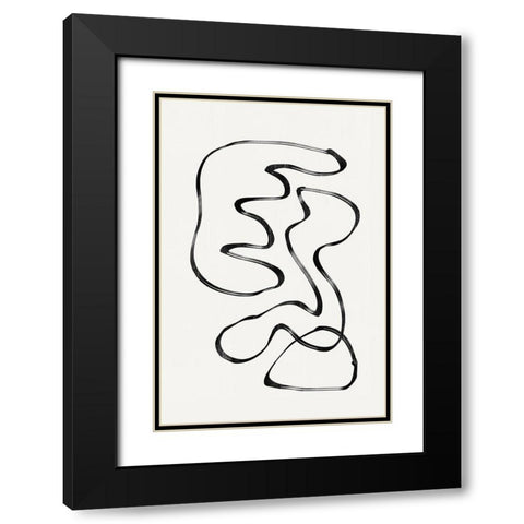 Abstract Line No4. Black Modern Wood Framed Art Print with Double Matting by The Miuus Studio
