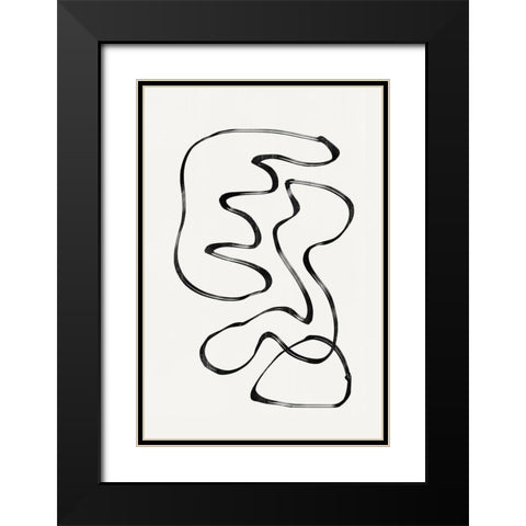 Abstract Line No4. Black Modern Wood Framed Art Print with Double Matting by The Miuus Studio