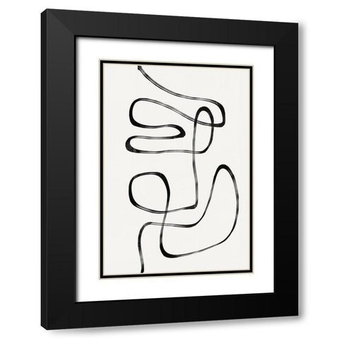 Abstract Line No5. Black Modern Wood Framed Art Print with Double Matting by The Miuus Studio