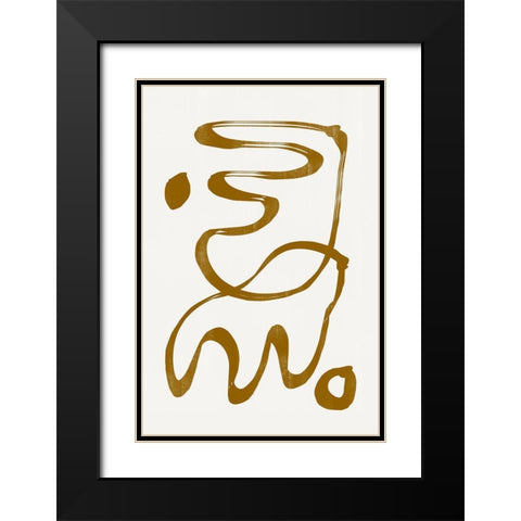 Abstract Line No6. Black Modern Wood Framed Art Print with Double Matting by The Miuus Studio