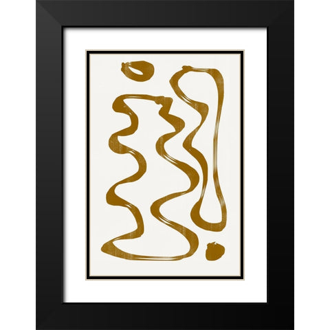 Abstract Line No7. Black Modern Wood Framed Art Print with Double Matting by The Miuus Studio