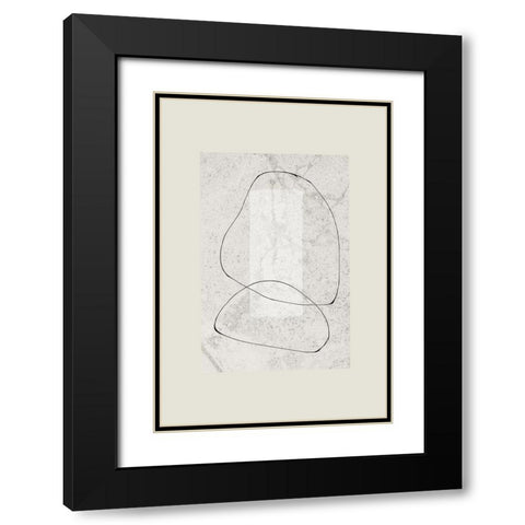 Composition IV Black Modern Wood Framed Art Print with Double Matting by The Miuus Studio