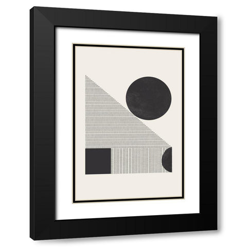 Composition IX Black Modern Wood Framed Art Print with Double Matting by The Miuus Studio