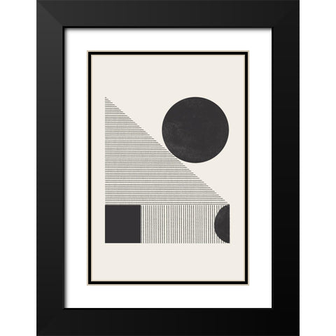 Composition IX Black Modern Wood Framed Art Print with Double Matting by The Miuus Studio