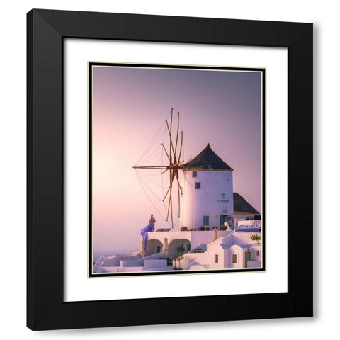 Santorini Weddings Black Modern Wood Framed Art Print with Double Matting by Mathur, Sandeep