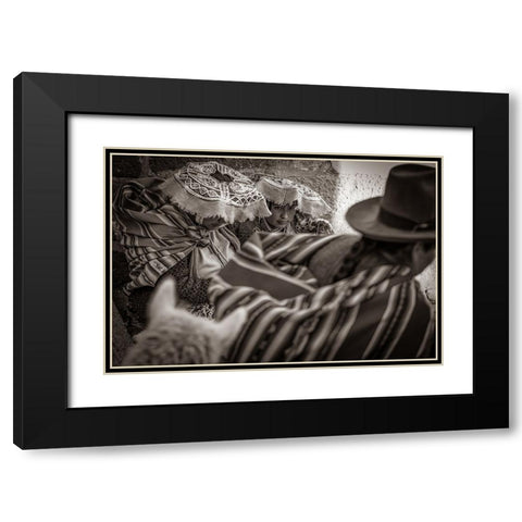 Cusco street Black Modern Wood Framed Art Print with Double Matting by Morishige, Koji