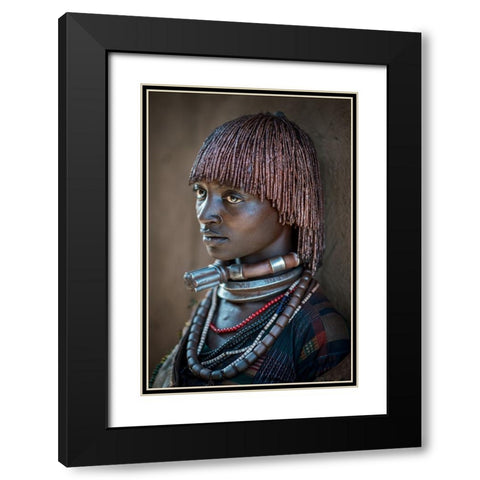 Hamar Woman Black Modern Wood Framed Art Print with Double Matting by Cole, Trevor